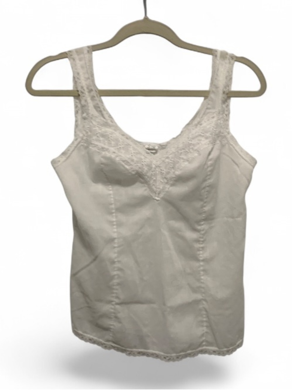 Vintage Eyelet Lace-Trim White Cottagecore Camisole Tank Top